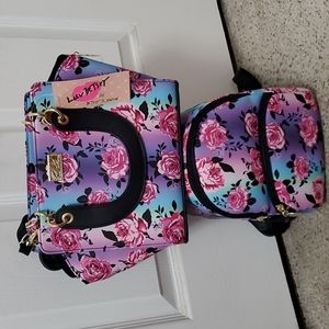 Betsey Johnson Satchel and Backpack - Ombre Rainbow Vivid Pastel